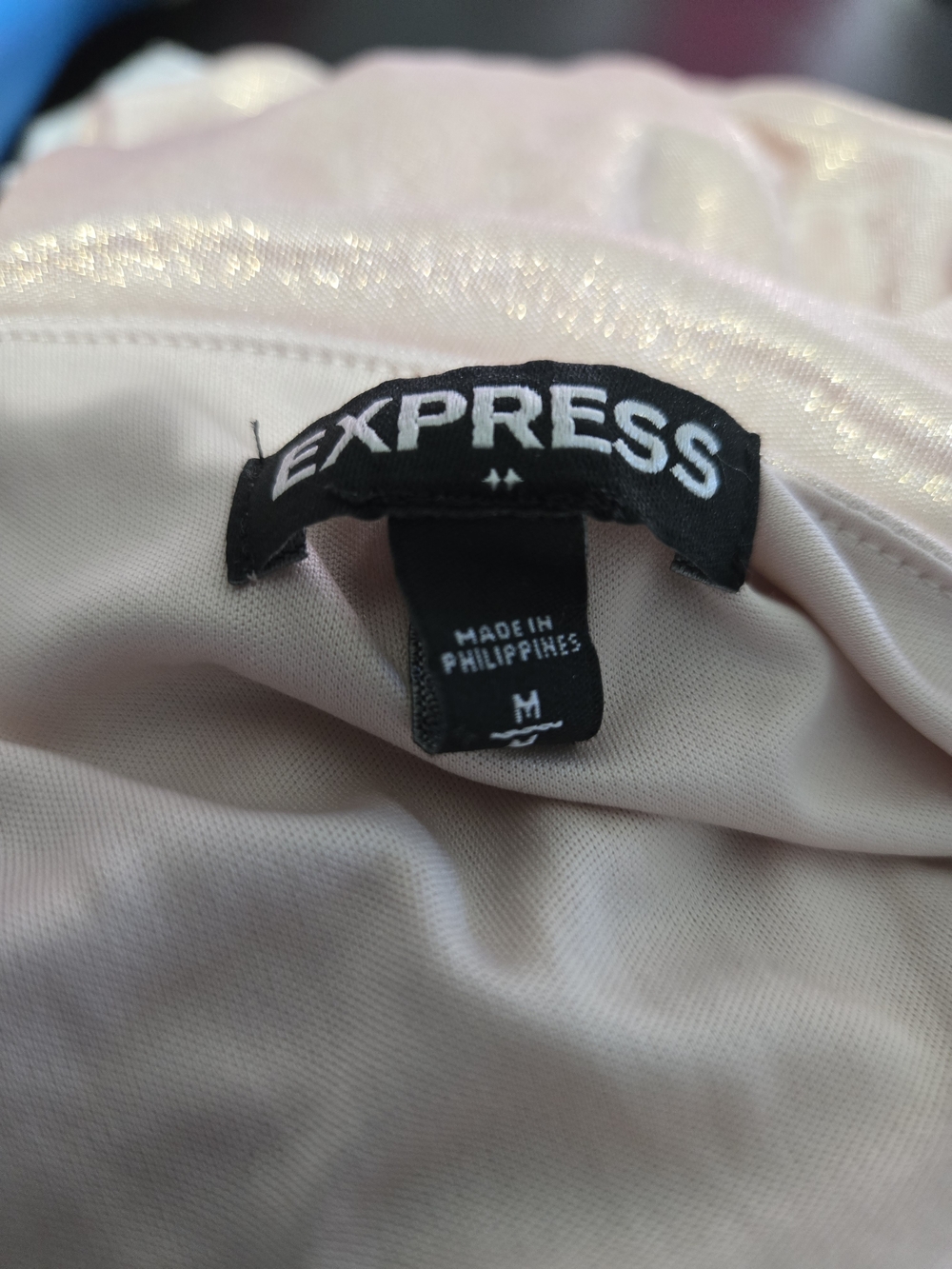 Express Rose Gold Shimmer Ruched Mini Dress - Picture 4 of 4